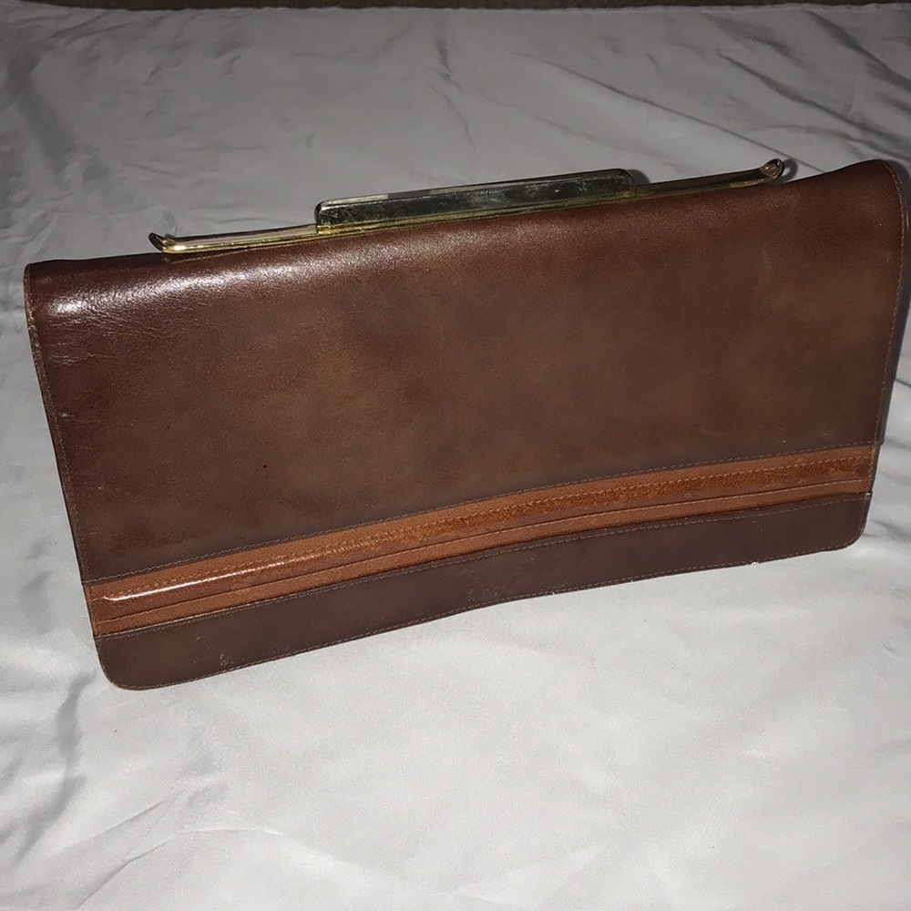 Italian Brown Leather Vintage Clutch